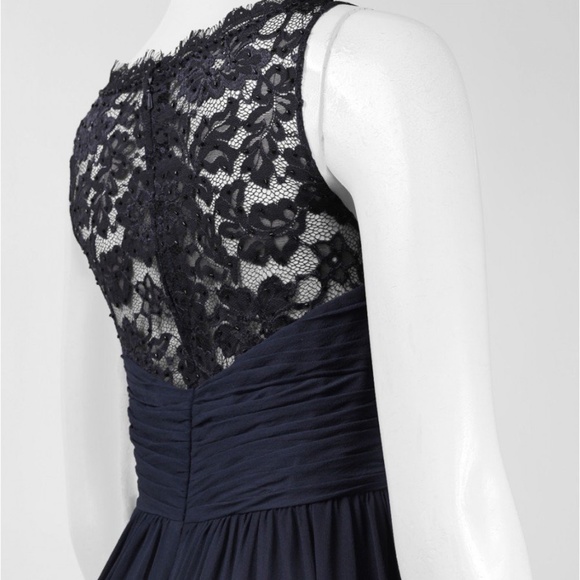 NWT Aidan Mattox Embellished Lace & Silk Chiffon Gown Twilight Blue [ SZ 6‎ ] - Picture 5 of 15